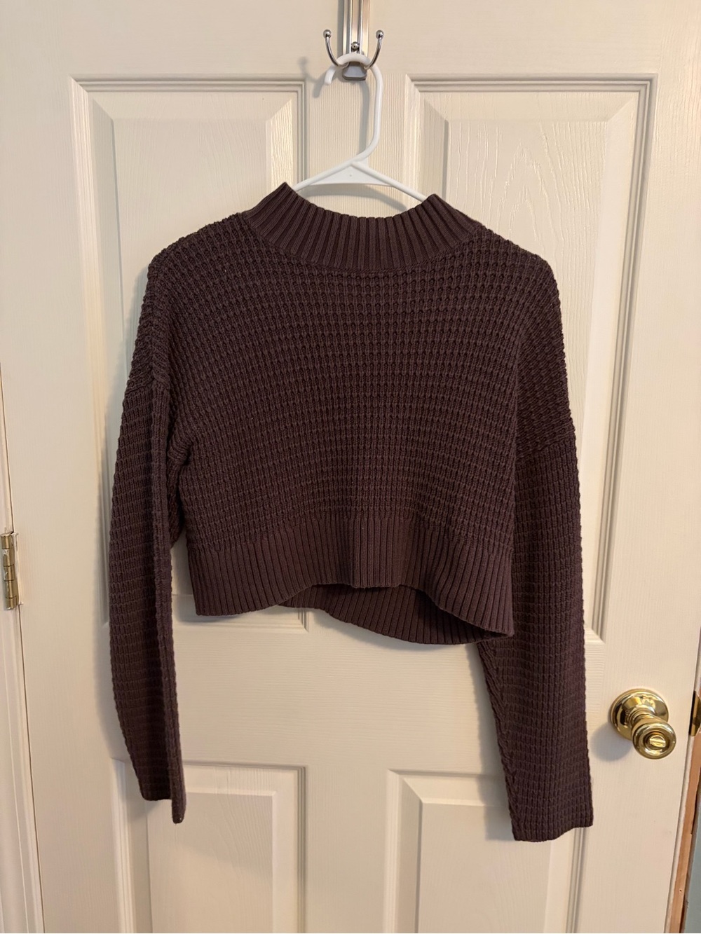 La Hearts Cropped Cowl Sweater in Dark Brown